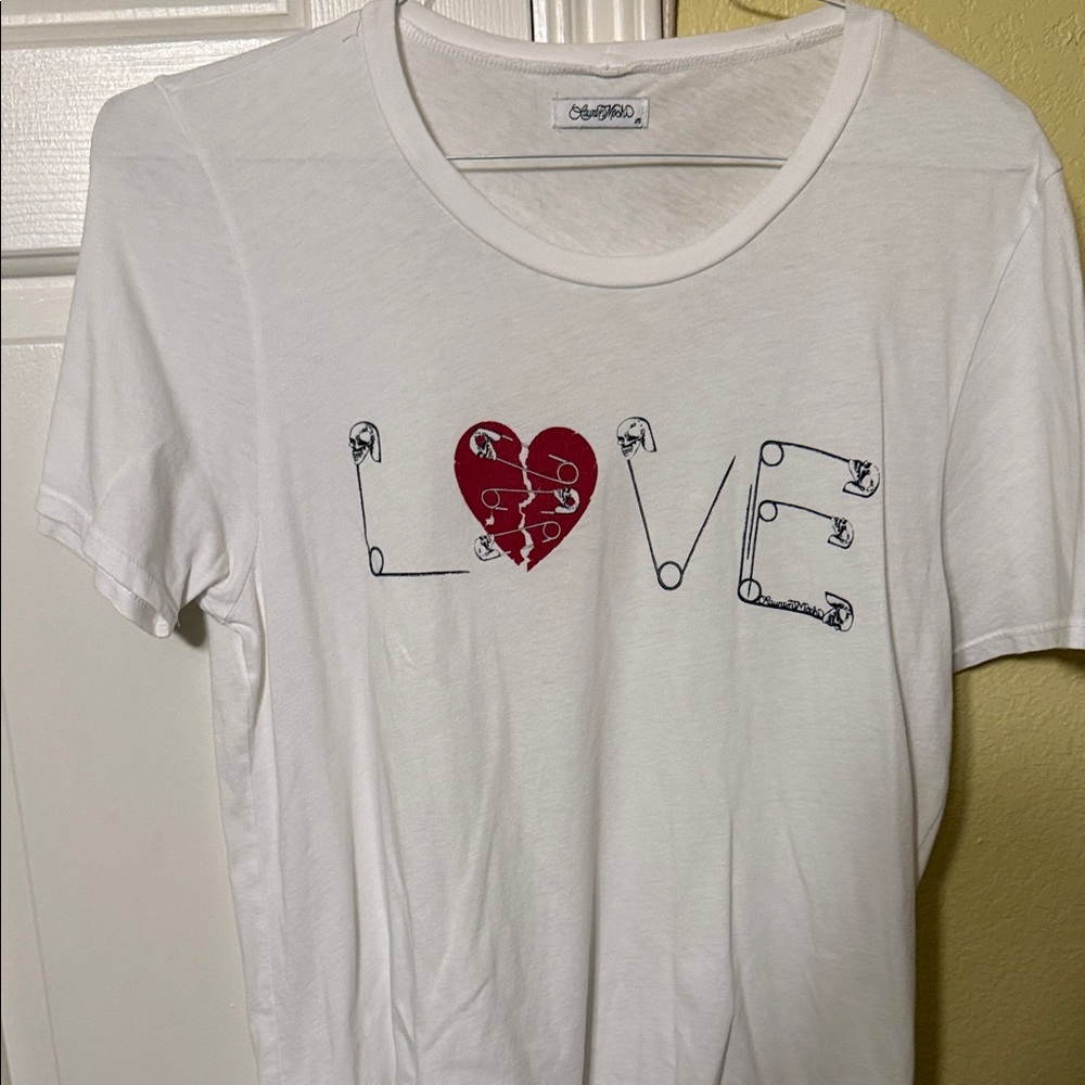 Lauren Moshi White Tee with Red Heart Graphic